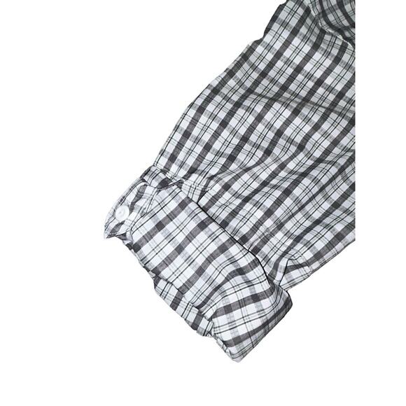 Columbia Shirt Mens Large Button Roll Up Long Sleeve Plaid Grey‎ White Outdoor - Picture 2 of 9